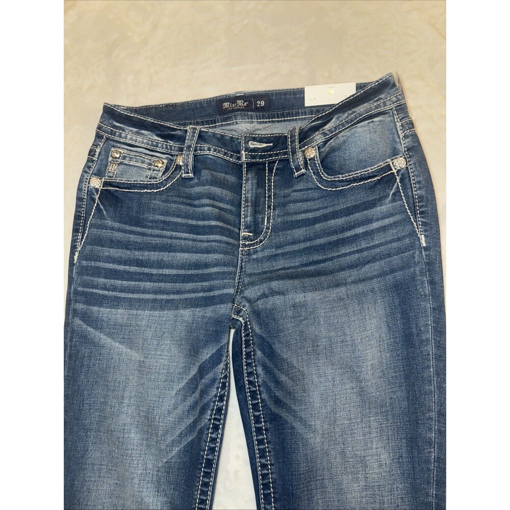 Miss Me Jeans, Slim Boot Women's Size 29 Blue, Denim, Gems Back Pocket, Flared - Picture 5 of 16